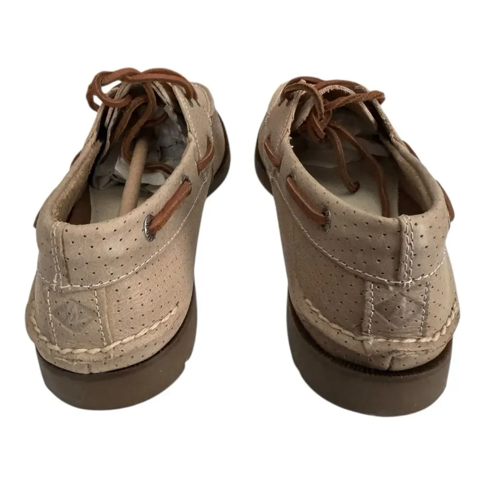 Sperry Men's Size 8.5 Leeward 2 Eye Boat Shoes Perf Off White STS25195 $160